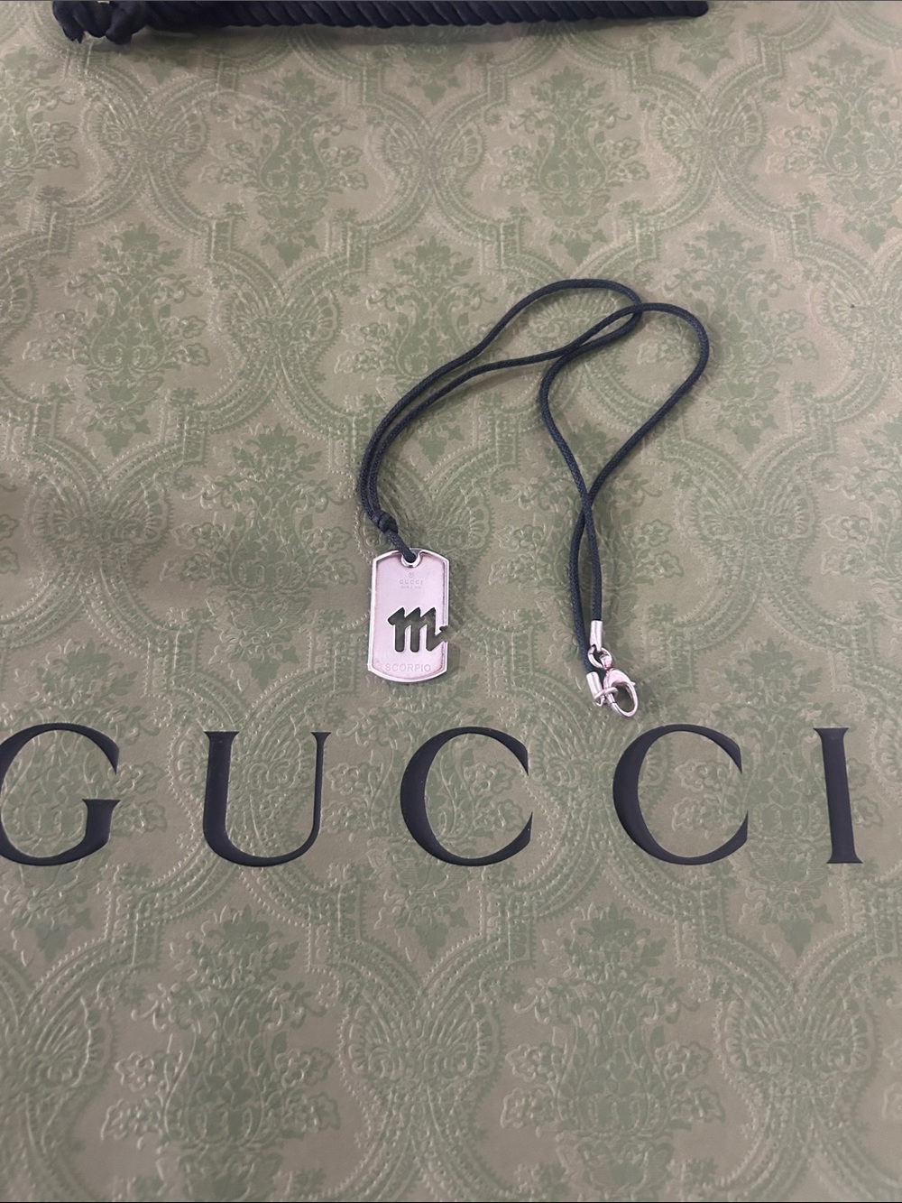Gucci 925 sterling silver Scorpio tag necklace